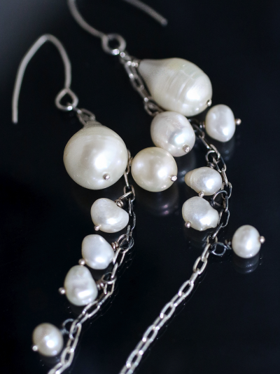 Pearl Mermaid Silver Earrings