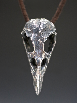 Silver Raven Skull Necklace