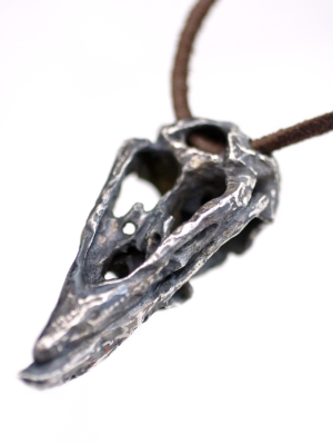 Silver Raven Skull Necklace