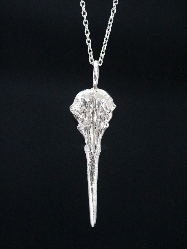 Silver Hummingbird Skull Necklace