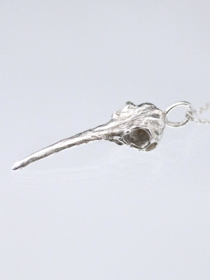 Silver Hummingbird Skull Necklace