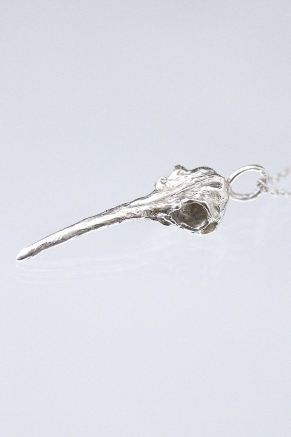 Silver Hummingbird Skull Necklace