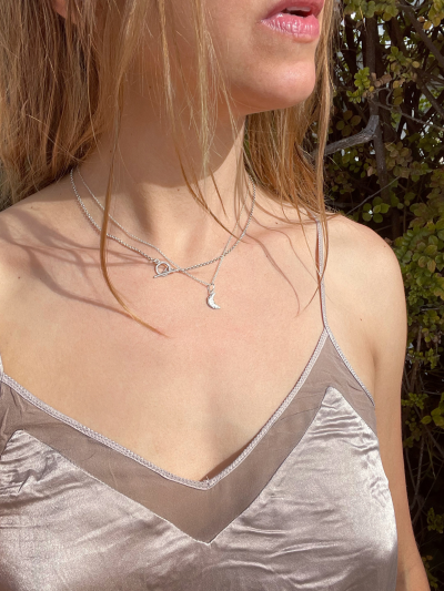 Silver Little Crescent Moon Necklace