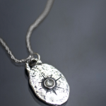 Rose Cut Diamond Plaque Silver Necklace
