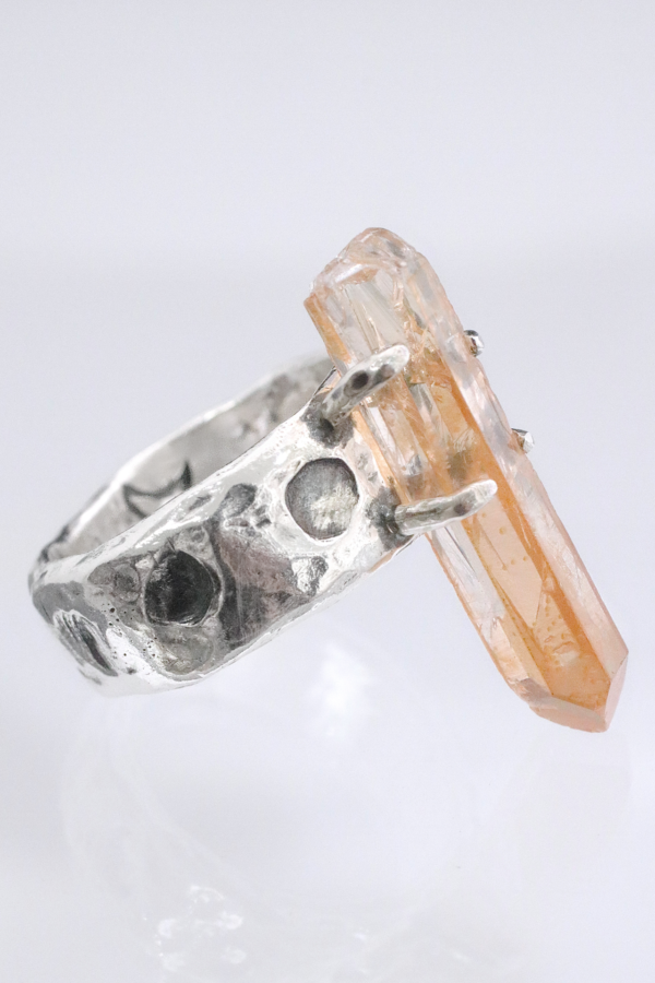 Tangerine Quartz Crystal Silver Ring