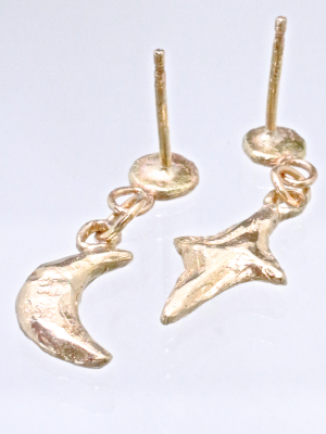 Gold Moon and Star Earrings