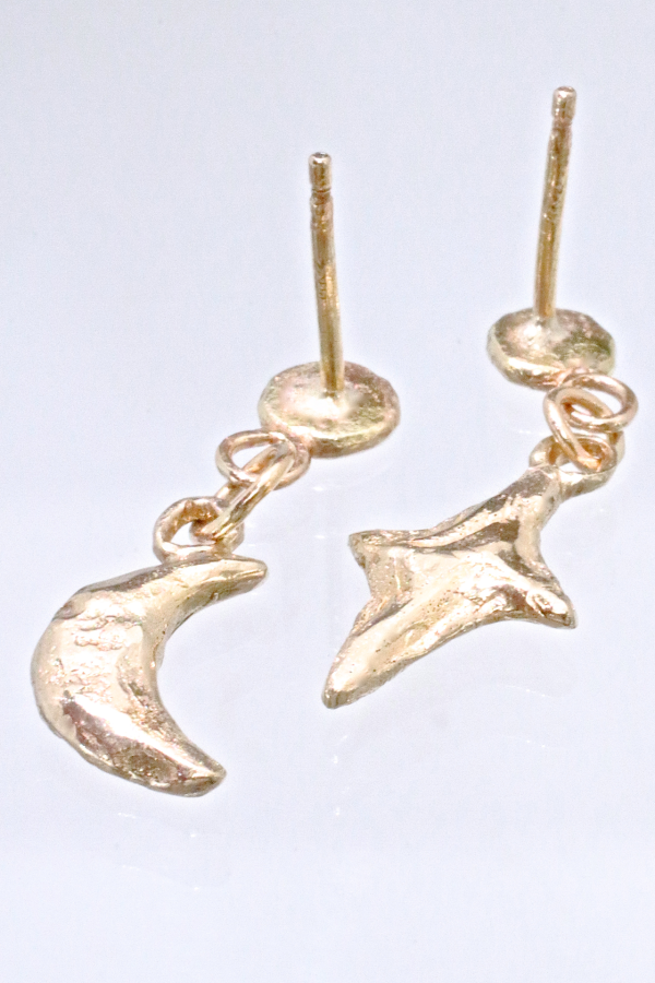 Gold Moon and Star Earrings