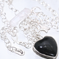 Black Heart Silver Love Charm Necklace