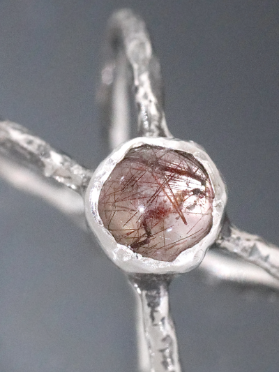 Rutilated Quartz Silver X Ring