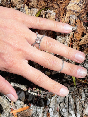 Rutilated Quartz Silver Hex Ring