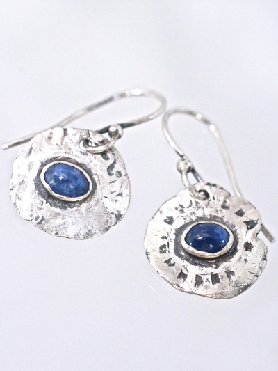 Sapphire Ancient Silver Coin Earrings