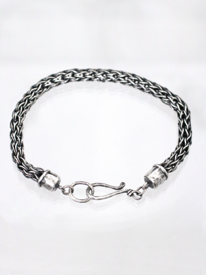 Silver Hand Woven Viking Bracelet
