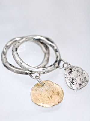 Silver Coin Charm Ring