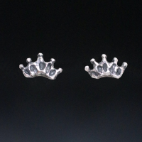 Silver Crown Stud Earrings