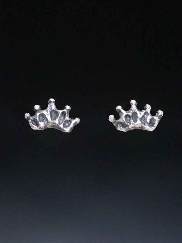 Silver Crown Stud Earrings