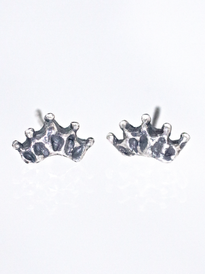 Silver Crown Stud Earrings