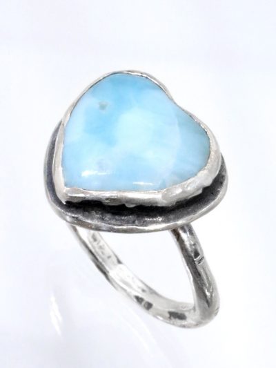 Larimar Heart of the Ocean Silver Ring