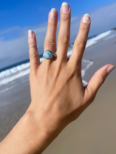 Larimar Heart of the Ocean Silver Ring