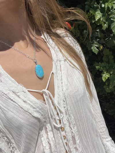 Turquoise Blue Nile Silver Necklace