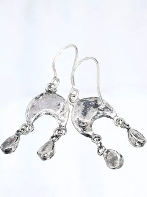 Winter Moon Silver Moonstone Earrings