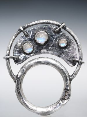 Silver Rainbow Moonstone Spell Ring