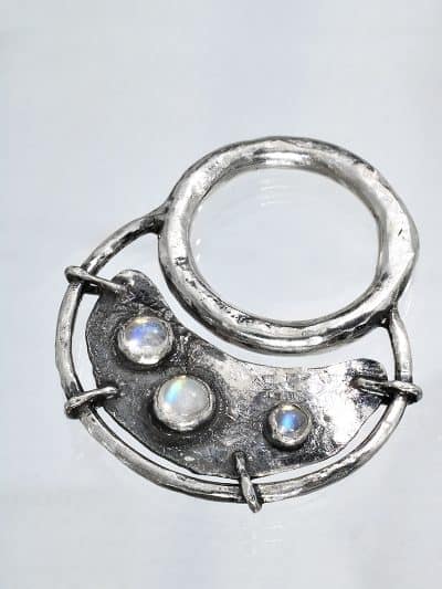 Silver Rainbow Moonstone Spell Ring