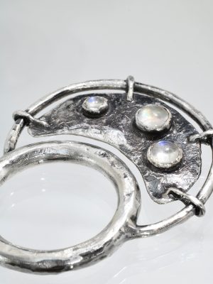 Silver Rainbow Moonstone Spell Ring