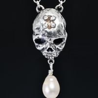 Silver Victorian Skull Necklace