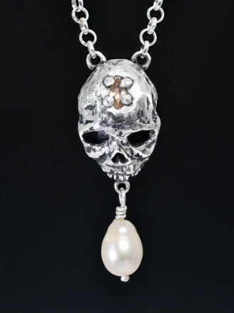 Silver Victorian Skull Necklace