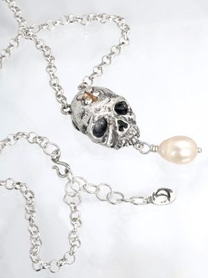 Silver Victorian Skull Necklace