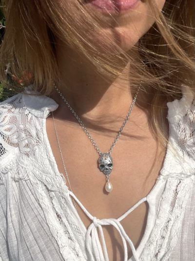 Silver Victorian Skull Necklace