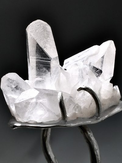 Clear Quartz Crystal Power Silver Ring