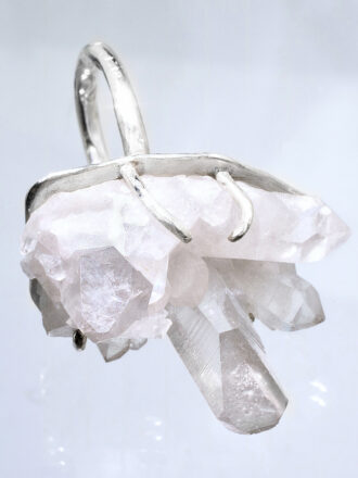 Clear Quartz Crystal Power Silver Ring