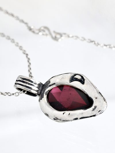 Garnet Talisman Silver Necklace