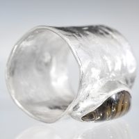 Magician Rutilated Quartz Half Moon Silver Ring