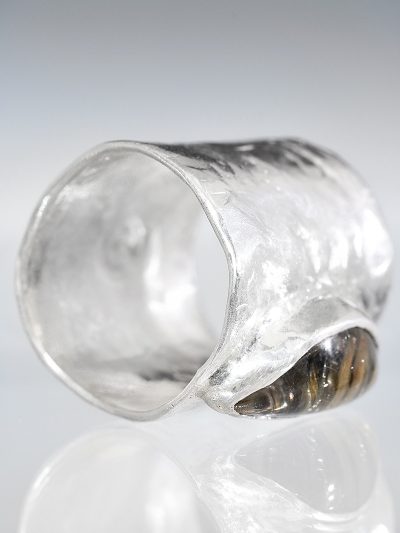 Magician Rutilated Quartz Half Moon Silver Ring