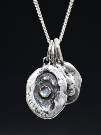 Silver Rainbow Moonstone Found Charms Necklace