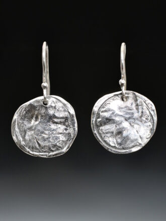 Silver Wave Coin Earrings