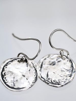 Silver Wave Coin Earrings