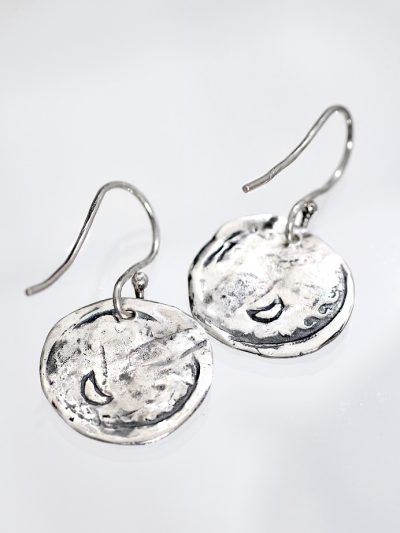 Silver Wave Coin Earrings