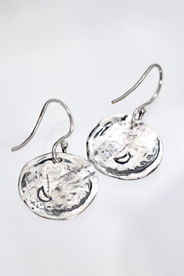 Silver Wave Coin Earrings