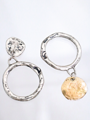 Gold Coin Charm Silver Ring