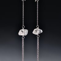 Silver Petroleum Quartz Crystal Tassel Earrings