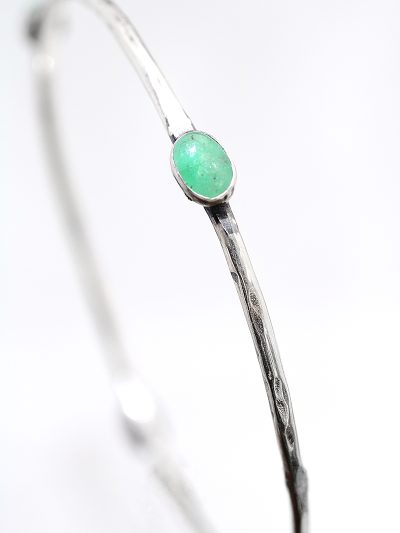 Silver Emerald Bangle Bracelet