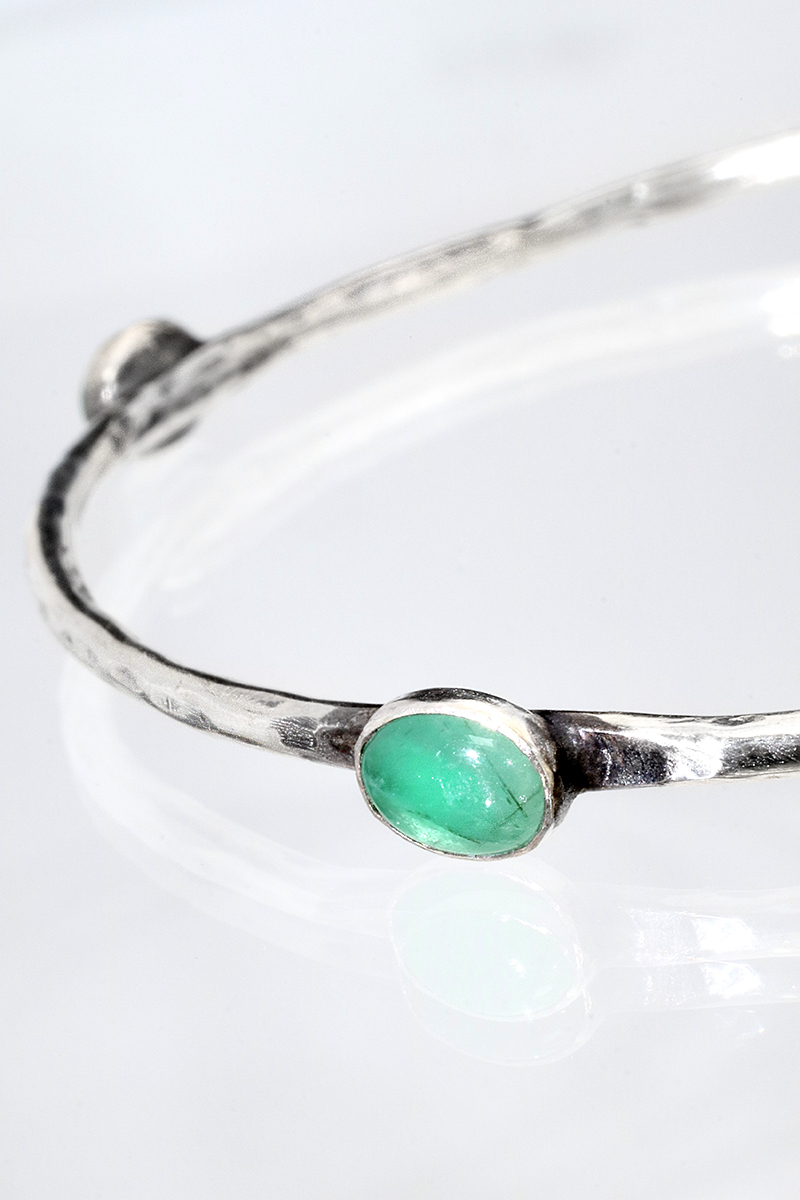 Faux Emerald & Crystals Silver Bracelet - Lalco Interiors