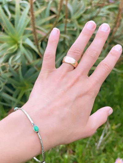 Silver Emerald Bangle Bracelet