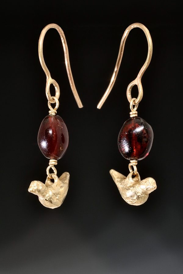 Ancient Gold Bird Garnet Earrings