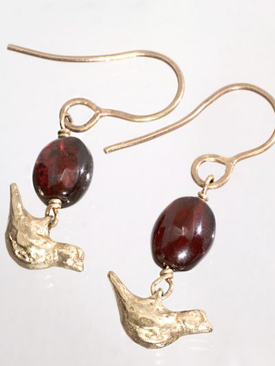 Ancient Gold Bird Garnet Earrings