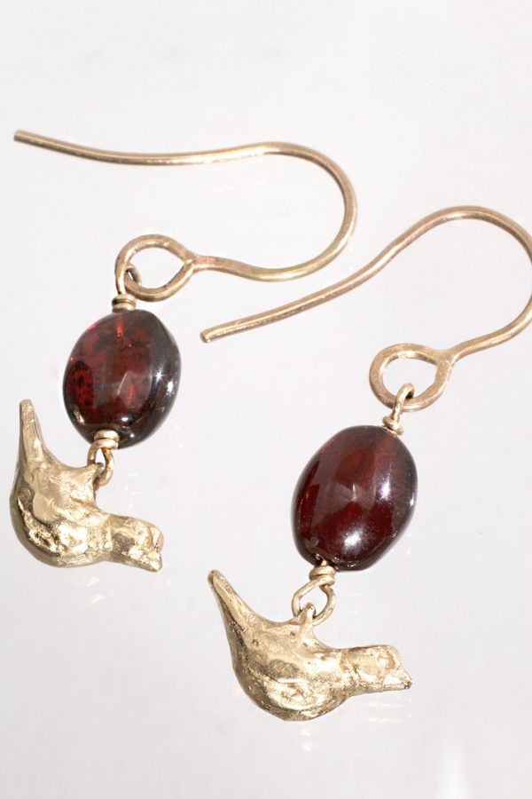 Ancient Gold Bird Garnet Earrings