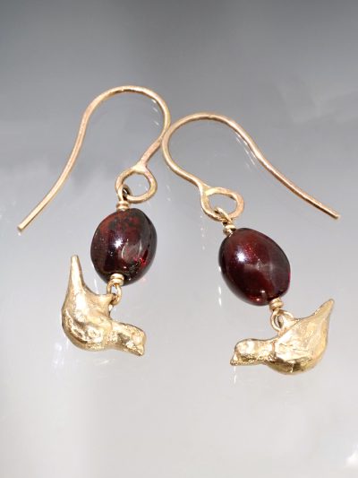 Ancient Gold Bird Garnet Earrings